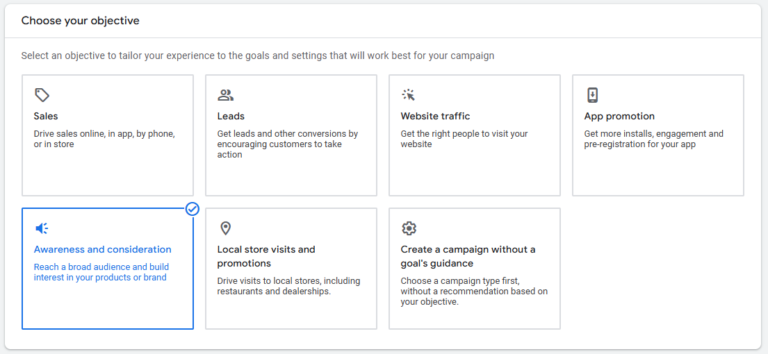 Choose Your Marketing Objective